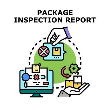 Package inspection report document analyzing quality control Stock Illustration