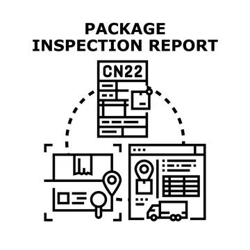 Package inspection report document tracking delivery process Stock Illustration