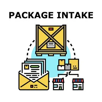 Package intake and delivery logistics flow Stock Illustration