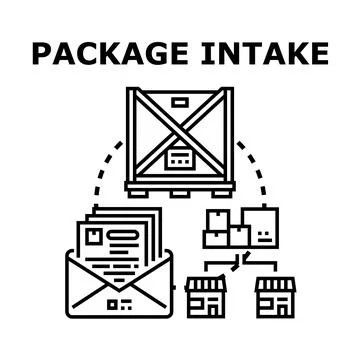 Package intake and delivery logistics flow Stock Illustration