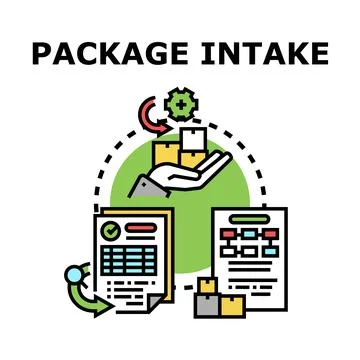 Package intake operation managing order receiving process Stock Illustration