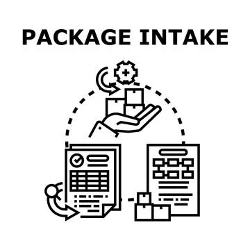 Package intake operation managing order receiving process Stock Illustration