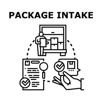 Package intake process in logistics and inventory management Illustrazione stock