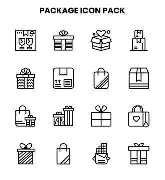 Package Line Bundle Icons Pack 库存插图
