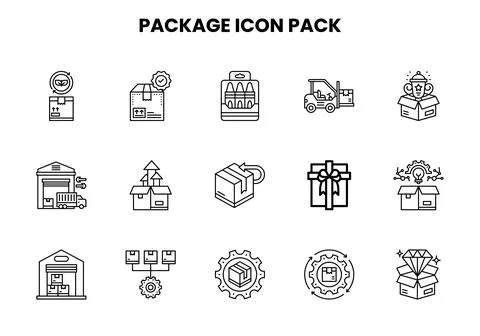 Package Line Scalable Icons Pack Stockillustratie