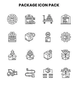 Package Line Scalable Icons Pack Stockillustratie