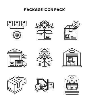 Package Line Set Icons Pack Stock Illustration