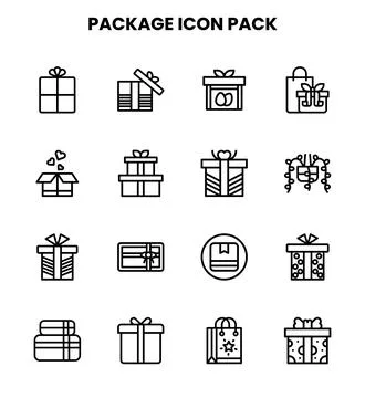 Package Line Set Icons Pack Stock Illustration