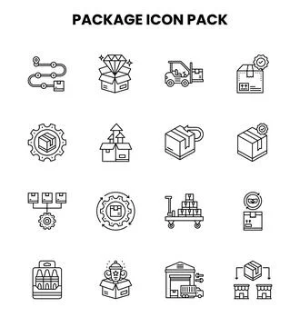 Package Line UI Icons Pack Ilustração Stock