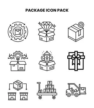 Package Line UI Icons Pack Illustration