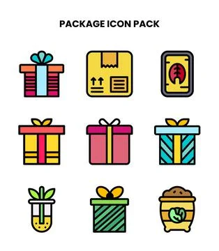Package Lineal Color Vector Icons Pack Stock Illustration