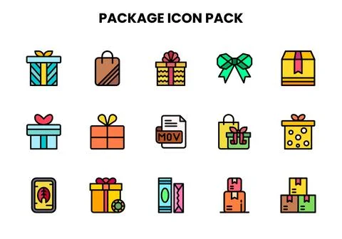 Package Lineal Color Vector Icons Pack Stockillustratie