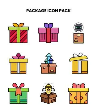 Package Lineal Color Vector Icons Pack Stockillustratie