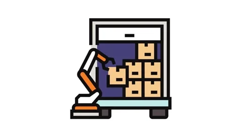 Package loading autonomous delivery color icon animation Video stock 326105536