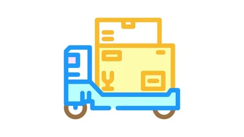 Package loading autonomous delivery color icon animation Video stock 327266818
