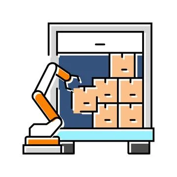 Package loading autonomous delivery color icon vector illustration Stock Illustration