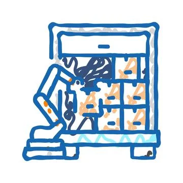 Package loading autonomous delivery icon doodle illustration 库存插图