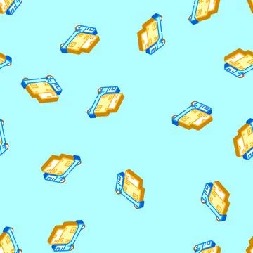 Package loading autonomous delivery isometric icon seamless pattern 스톡 일러스트