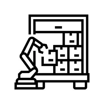 Package loading autonomous delivery line icon vector illustration イラスト素材