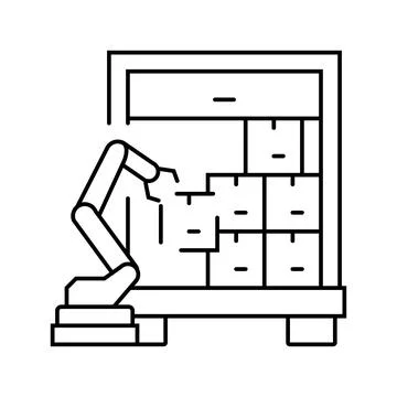 Package loading autonomous delivery line icon vector illustration イラスト素材