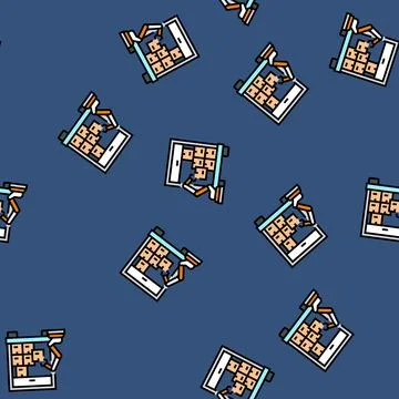 Package loading autonomous delivery vector seamless pattern Illustrazione stock