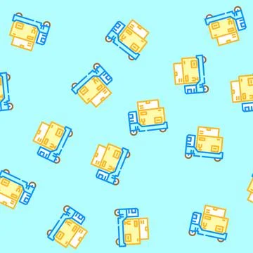 Package loading autonomous delivery vector seamless pattern Illustrazione stock