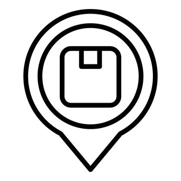 Package location icon outline vector. Cargo distribution Illustrazione stock