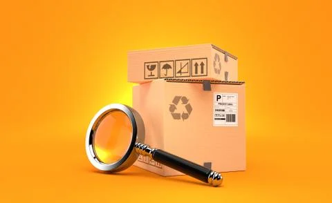 Package with magnifying glass Stock Illustration