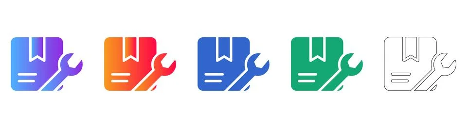Package Maintenance and Support Icon Set 스톡 일러스트