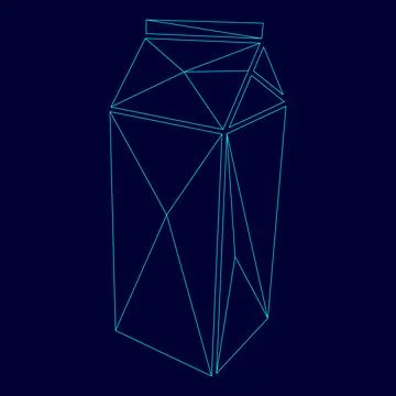 Package for milk low poly triangulation triangulated polygonal electric cyan  Stock Illustration