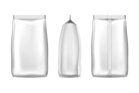 Package mockup. Plastic bag. Blank food packing. Candy or coffee 3D packaging Illustrazione stock