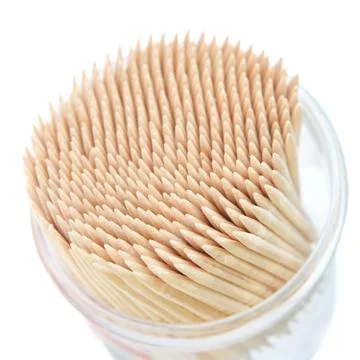 Package of new toothpicks. Closeup. Stock Photos