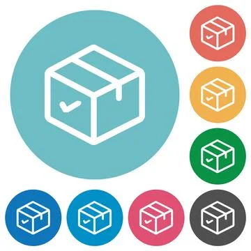Package ok outline flat round icons Stock Illustration