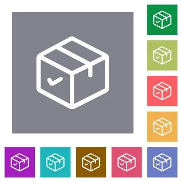 Package ok outline square flat icons Illustrazione stock