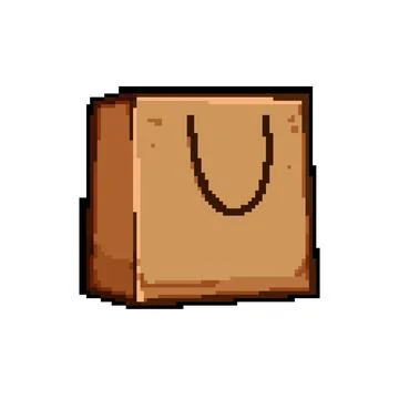 Package paper lunch bag pixel art vector illustration Stock Illustration