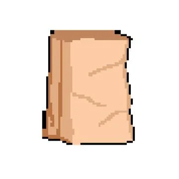 Package paper lunch bag pixel art vector illustration Stock Illustration