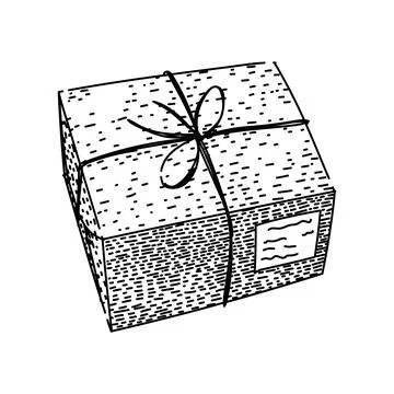 Package parcel sketch hand drawn vector Illustrazione stock
