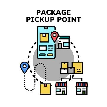 Package pickup point delivery logistics network concept イラスト素材