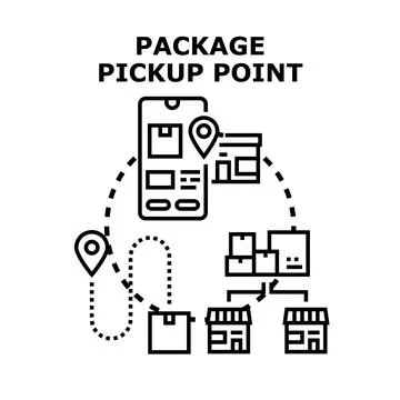 Package pickup point delivery logistics network concept Stock Illustration