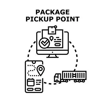 Package pickup point vector concept illustration Ilustração Stock