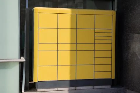 Package post services pickup station city terminal locker delivery store ye.. Stock Photos