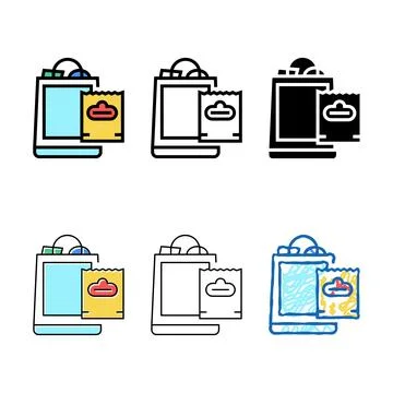 Package with purchases color icon vector variants Stock Illustration