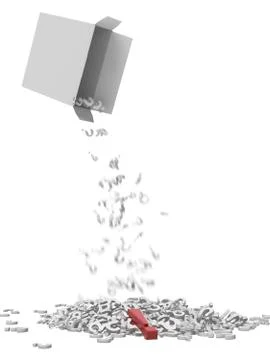 Package with question marks and exclamation mark Stock Illustration