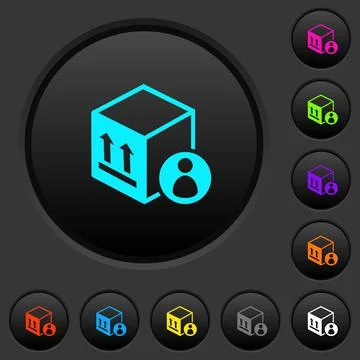 Package recipient dark push buttons with color icons Stock Illustration