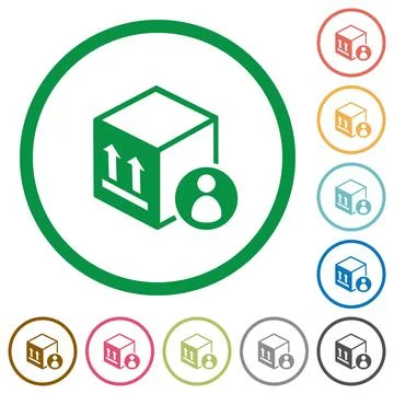 Package recipient flat icons with outlines Stock Illustration
