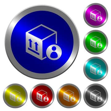 Package recipient luminous coin-like round color buttons Stock Illustration