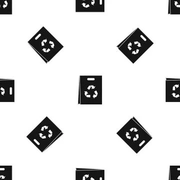 Package recycling pattern seamless black 스톡 일러스트