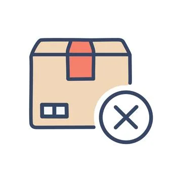 Package rejected. Package with a red X, representing a delivery rejection o.. Illustrazione stock