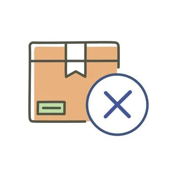 Package rejected. Rejected package icon, symbolizing declined delivery, ret.. Stock Illustration