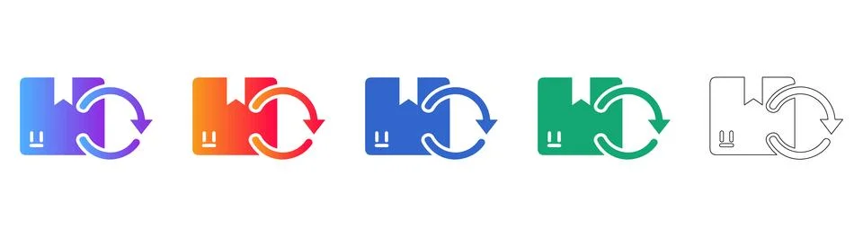 Package Return and Exchange Icons in Gradient and Line Art Styles イラスト素材